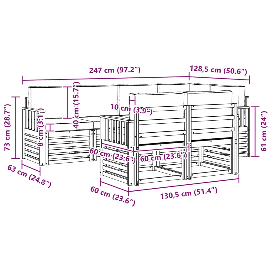 Ensemble de canapés d'extérieur 7 pcs Blanc et Beige - 7