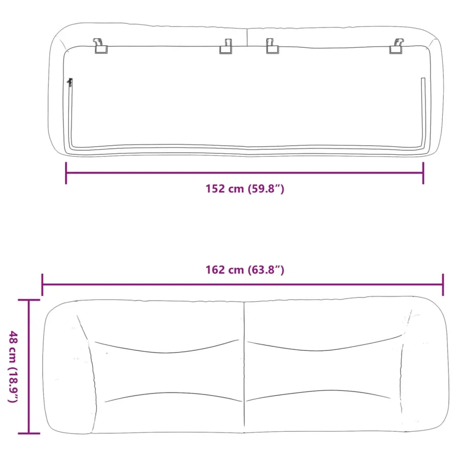 Coussin de tête de lit Hvar gris foncé 152 cm tissu - 10