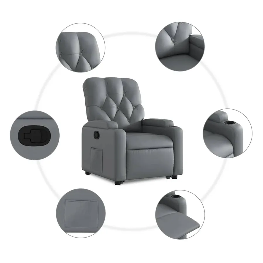 Fauteuil inclinable Gris Similicuir - 8