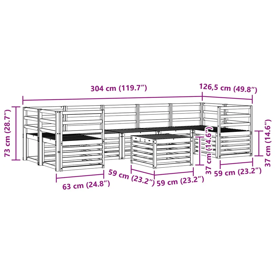 Ensemble de canapés d'extérieur 8 pcs Blanc - 8