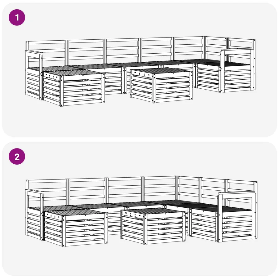 Ensemble de canapés d'extérieur 8 pcs Blanc 59 x 59 x 37 cm - 9