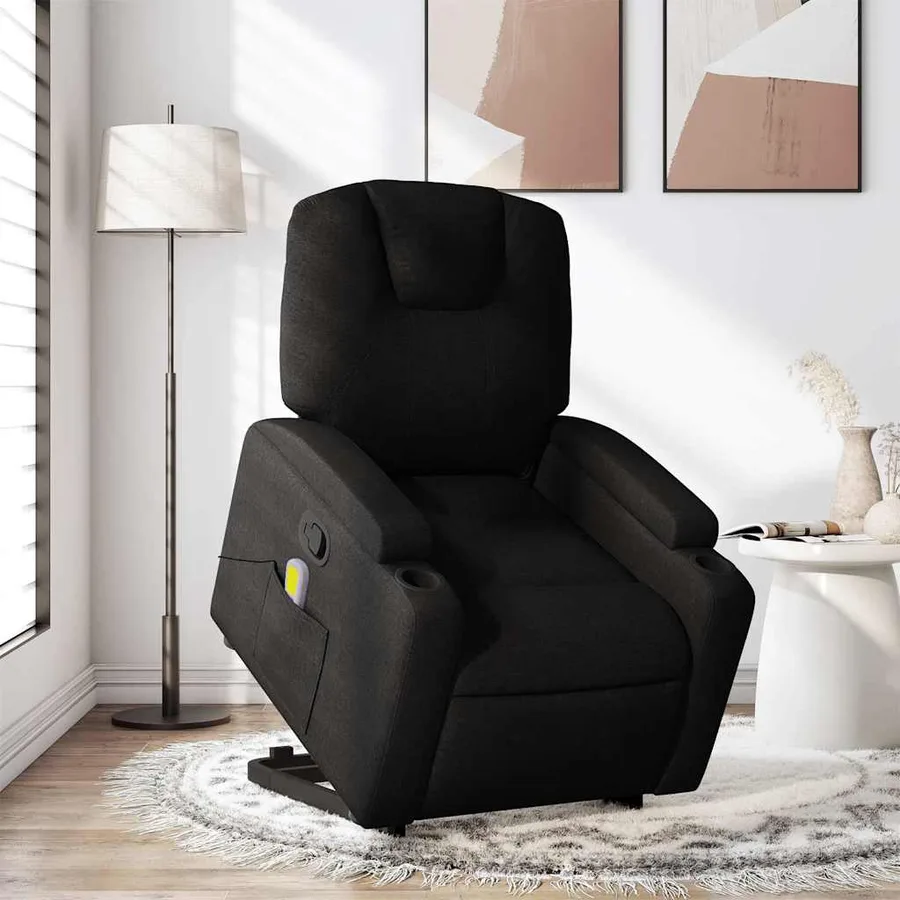 Fauteuil de massage inclinable Noir Tissu - 16