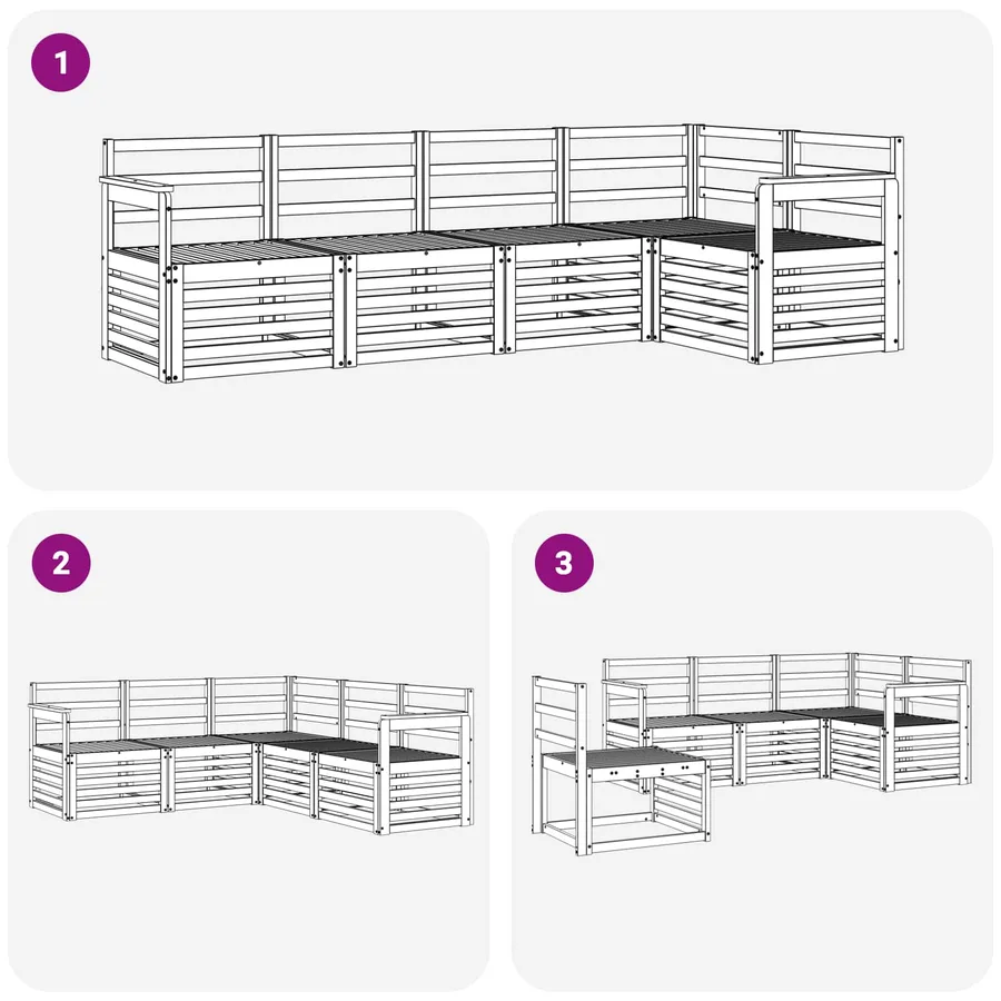 Ensemble de canapés d'extérieur 5 pcs Blanc 247 x 128,5 x 73 cm - 6