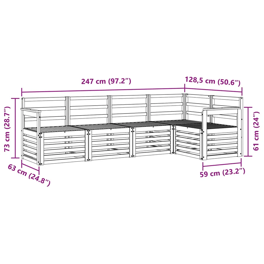 Ensemble de canapés d'extérieur 5 pcs Blanc 247 x 128,5 x 73 cm - 7