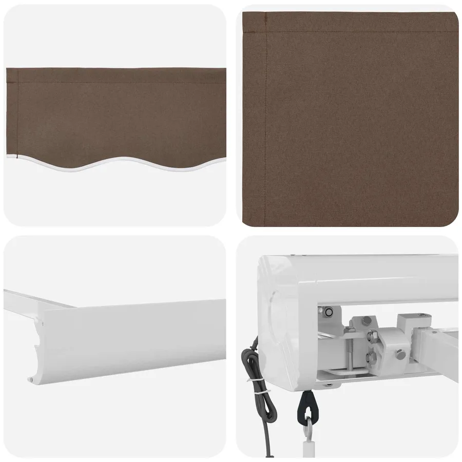 Auvent rétractable Taupe 450 × 300 cm Tissu et Métal - 4