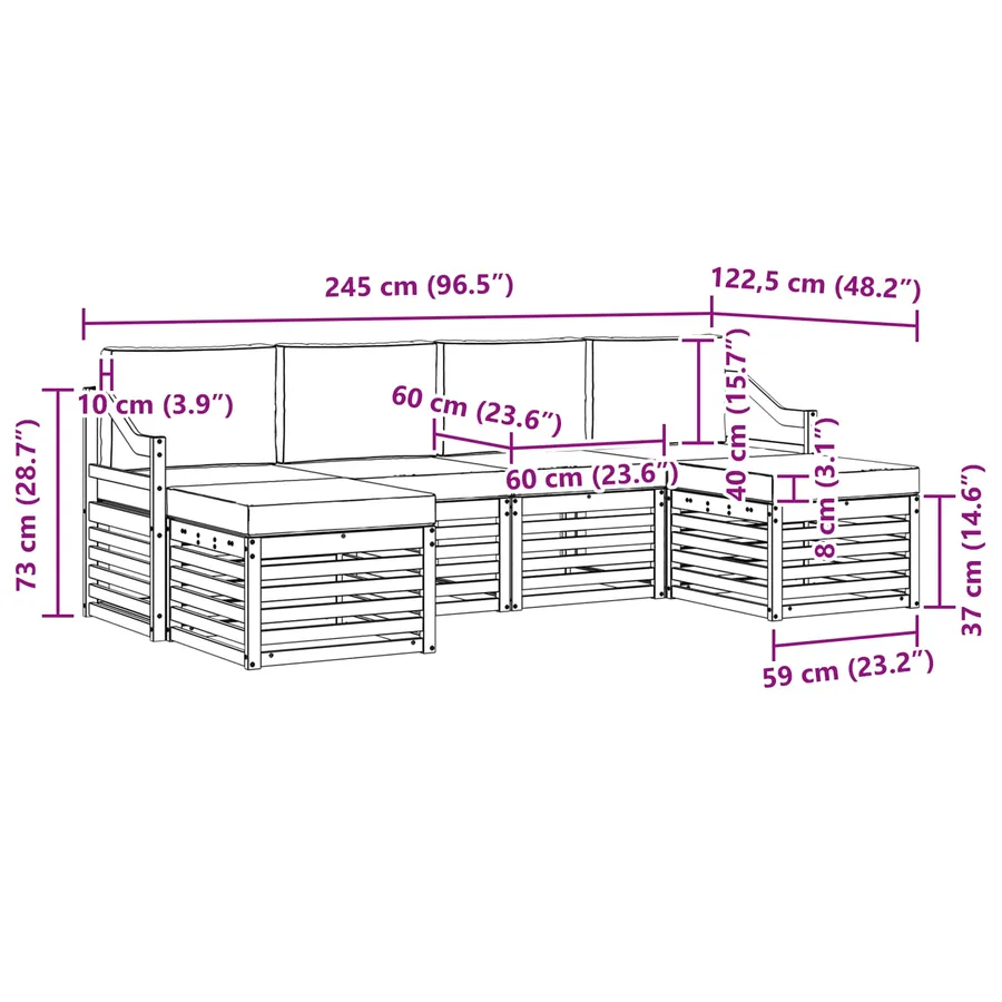Ensemble de canapés d'extérieur 6 pcs Blanc et crème - 6