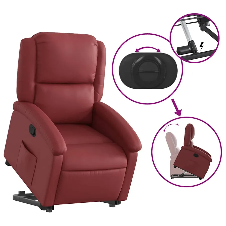 Fauteuil inclinable Rouge bordeaux Similicuir - 6