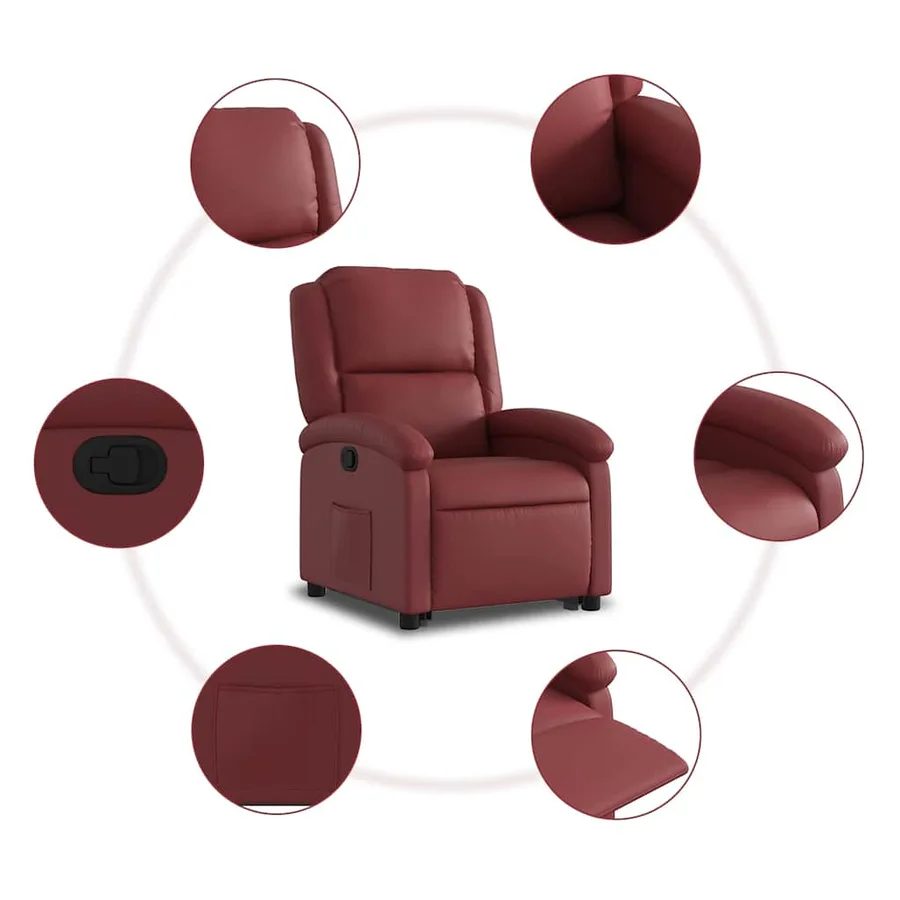 Fauteuil inclinable Rouge bordeaux Similicuir - 8