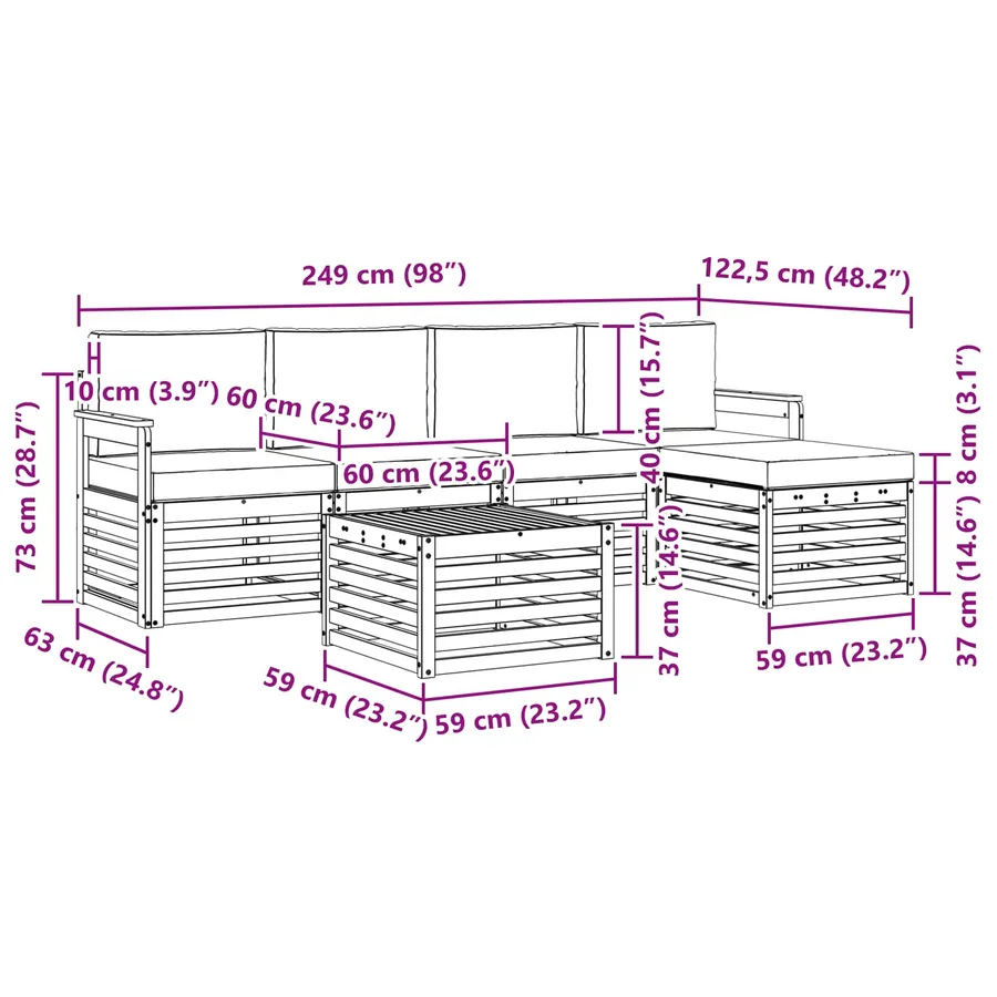 Ensemble de canapés d'extérieur 6 pcs Blanc et anthracite - 7