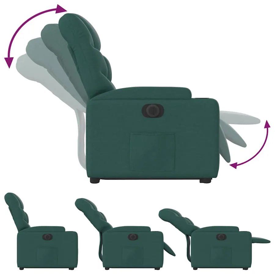 Fauteuil inclinable électrique vert foncé tissu - 7