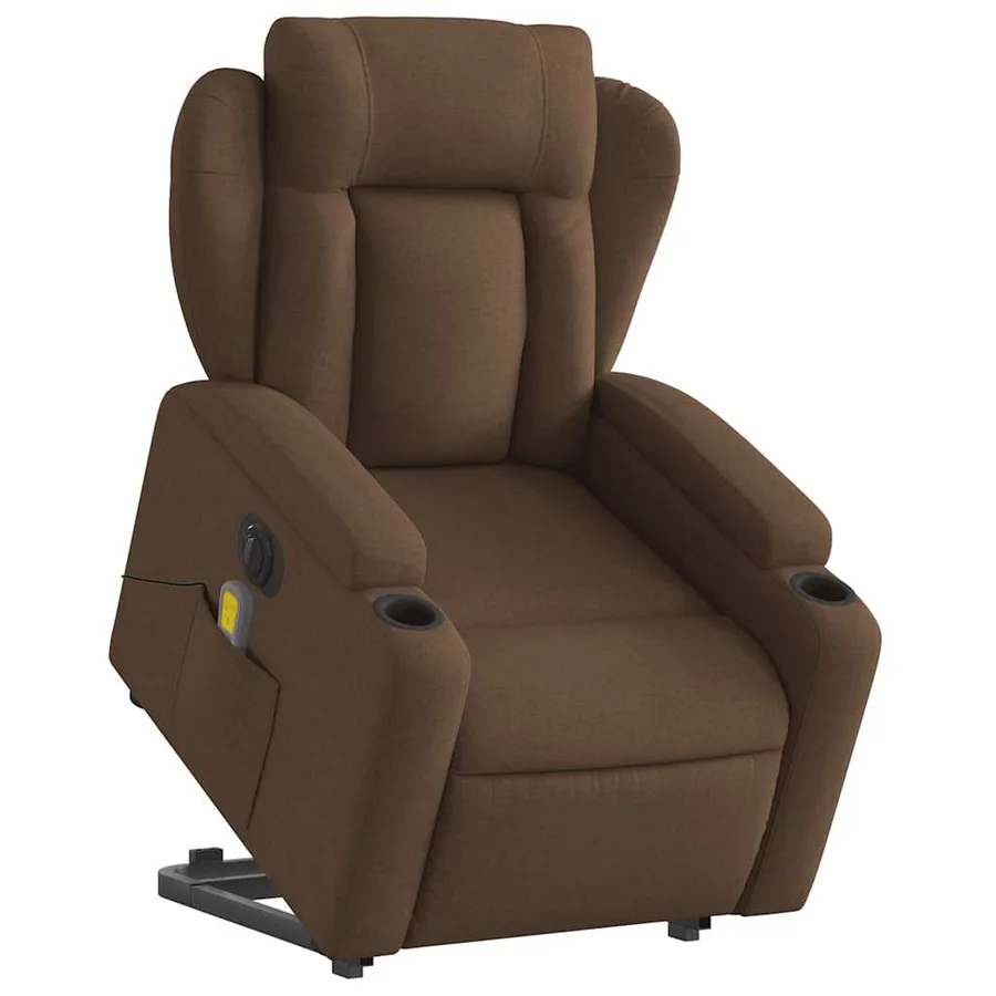 Fauteuil inclinable de massage électrique Marron Tissu - 3