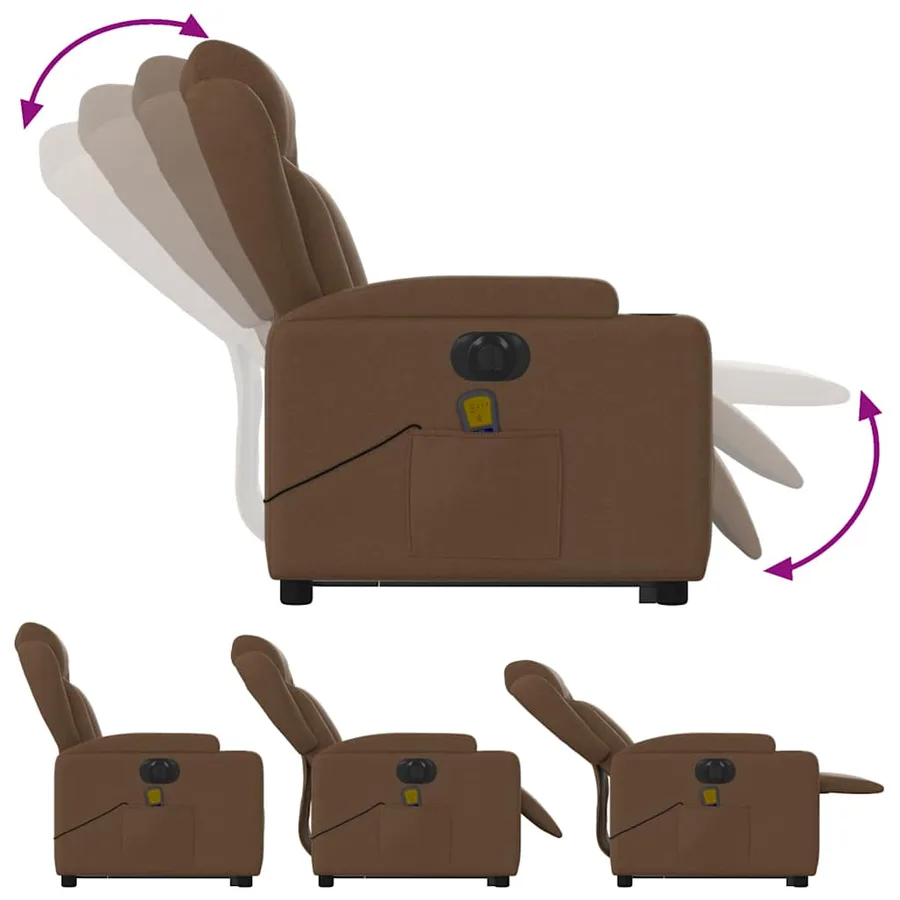 Fauteuil inclinable de massage électrique Marron Tissu - 7