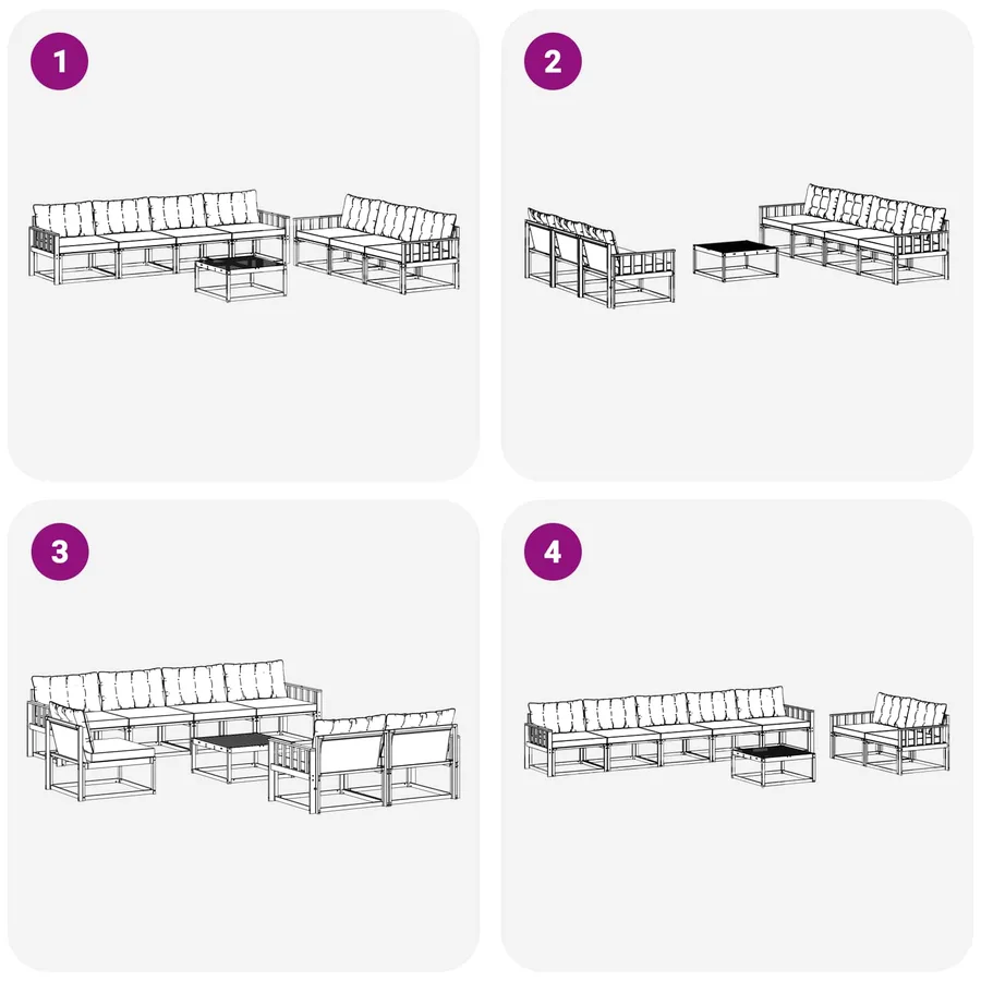 Ensemble de canapés d'extérieur 8 pcs Blanc et Beige - 7
