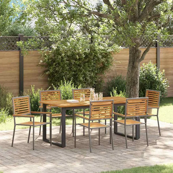 Ensemble de salle à manger pour jardin 7 pcs Gris