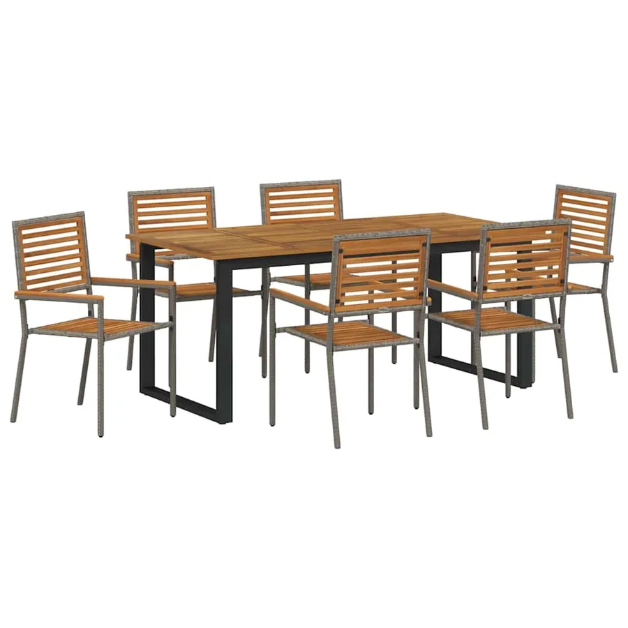 Ensemble de salle à manger pour jardin 7 pcs Gris - 2