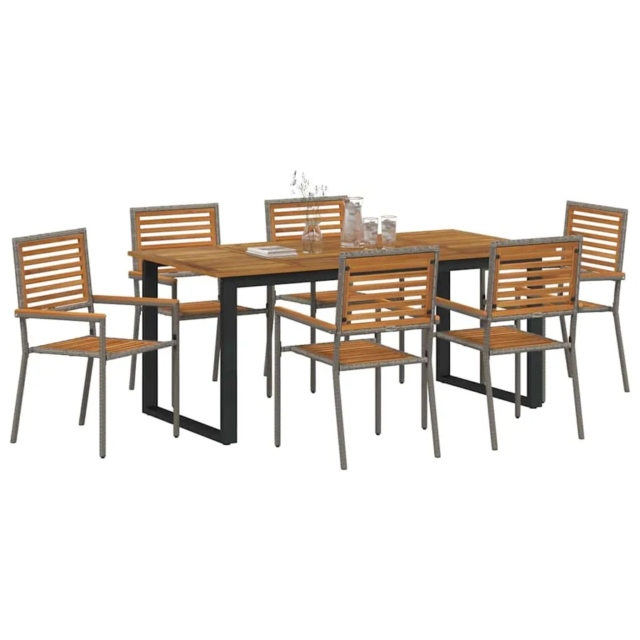 Ensemble de salle à manger pour jardin 7 pcs Gris - 3