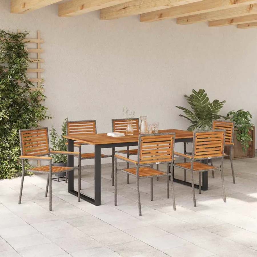 Ensemble de salle à manger pour jardin 7 pcs Gris - 4