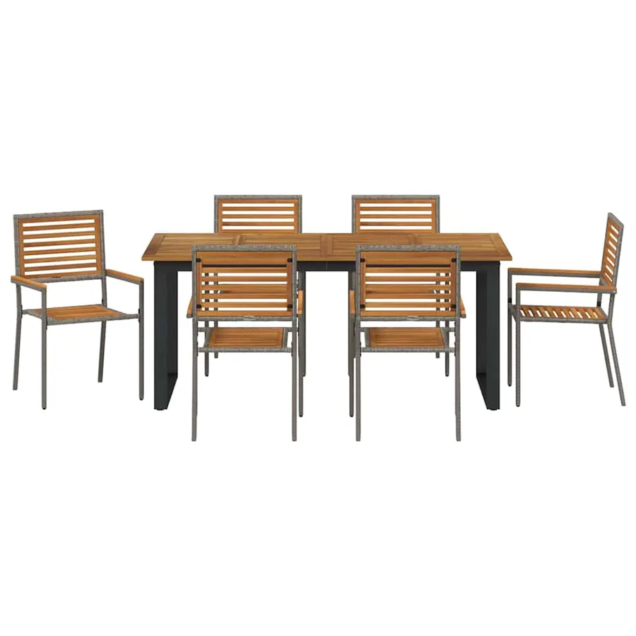 Ensemble de salle à manger pour jardin 7 pcs Gris - 7