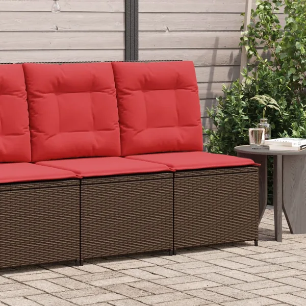 Canapé inclinable de jardin avec coussins marron résine tressée