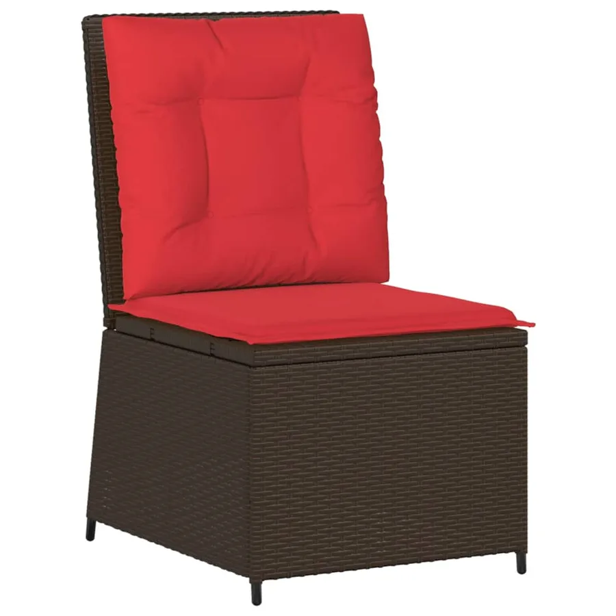 Canapé inclinable de jardin avec coussins marron résine tressée - 2