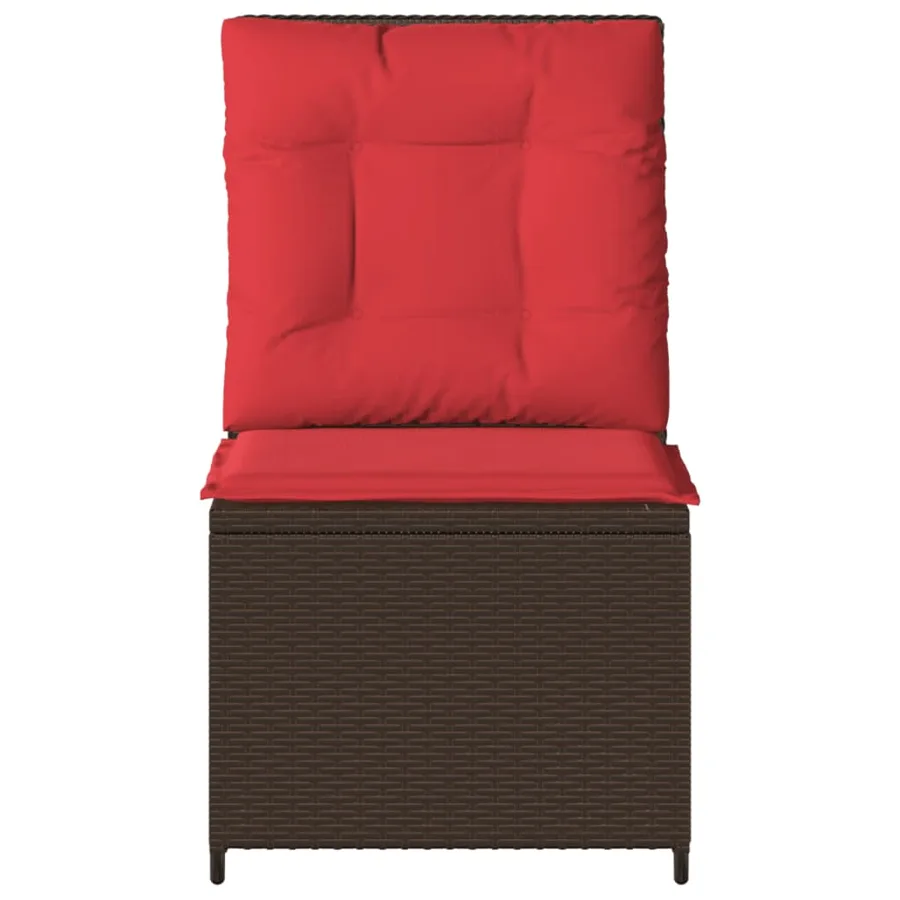 Canapé inclinable de jardin avec coussins marron résine tressée - 4