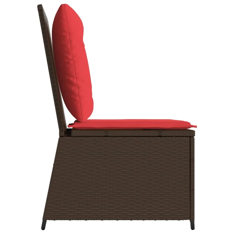 Canapé inclinable de jardin avec coussins marron résine tressée - 5