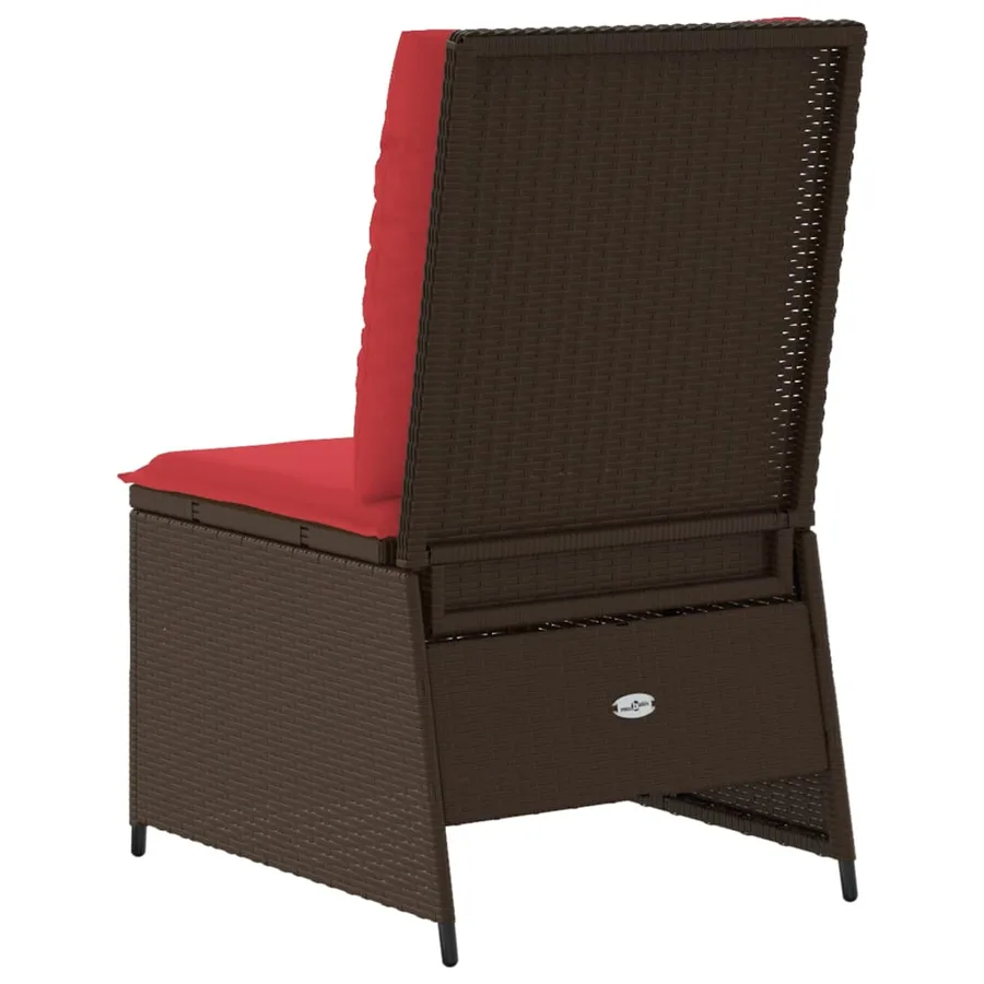 Canapé inclinable de jardin avec coussins marron résine tressée - 6