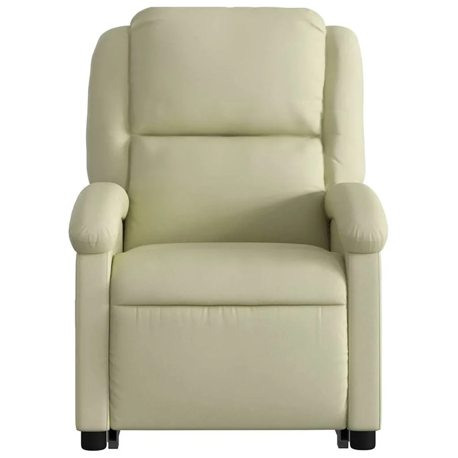 Fauteuil inclinable électrique crème cuir véritable - 9