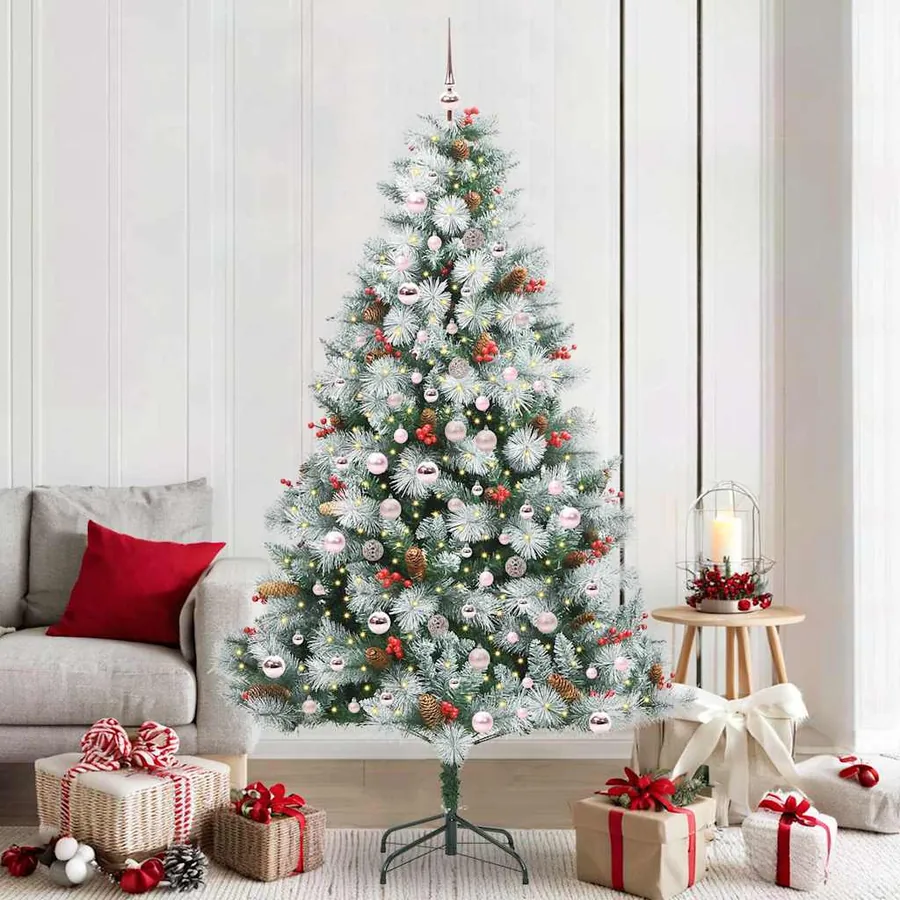 Sapin de Noël artificiel Vert et blanc 210 cm