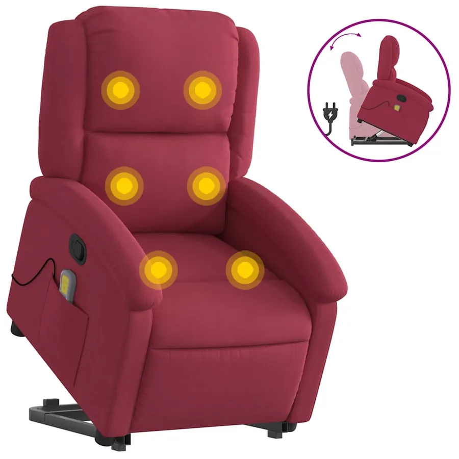 Fauteuil de massage inclinable Rouge bordeaux Velours - 2