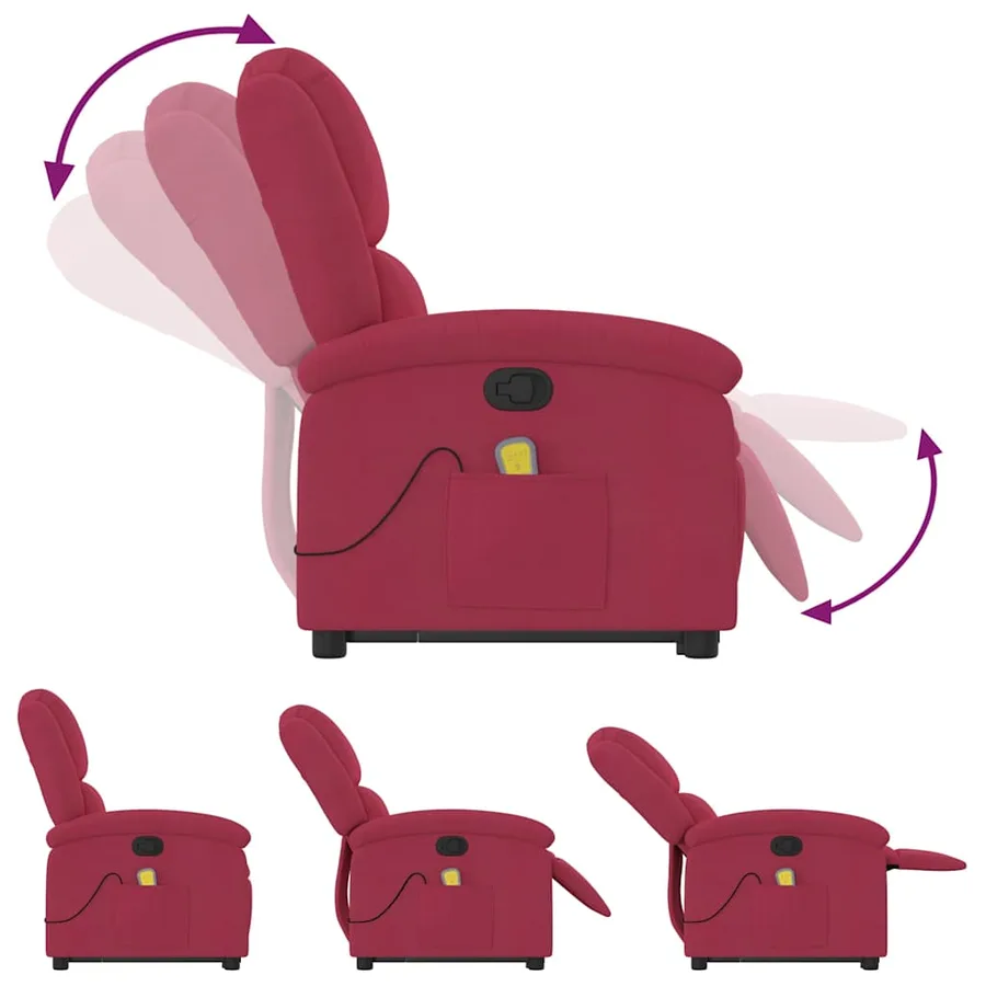 Fauteuil de massage inclinable Rouge bordeaux Velours - 7