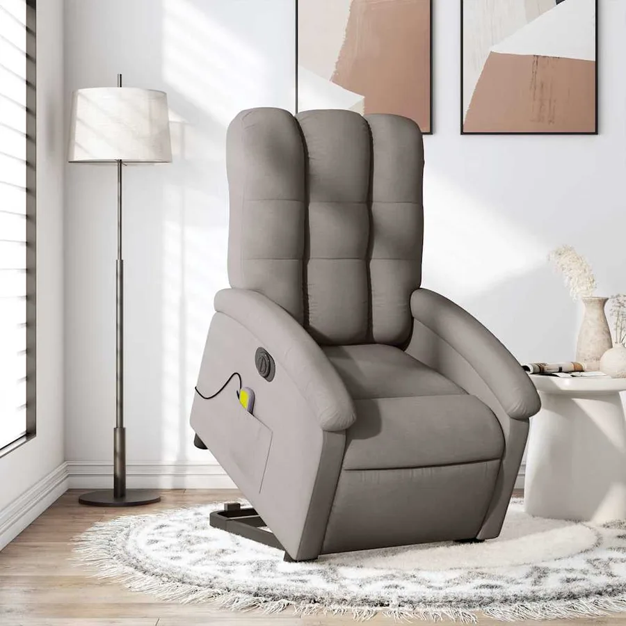 Fauteuil inclinable de massage électrique Taupe Tissu - 16