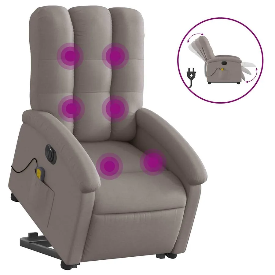 Fauteuil inclinable de massage électrique Taupe Tissu - 2