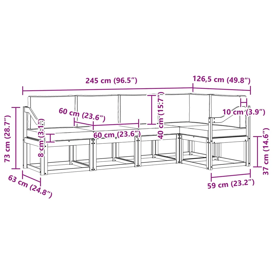 Ensemble de canapés d'extérieur 5 pcs Blanc et gris clair - 8
