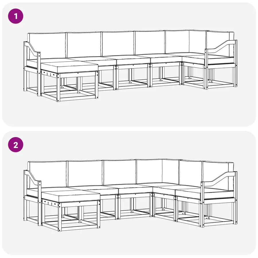 Ensemble de canapés d'extérieur 7 pcs Blanc et gris clair - 7