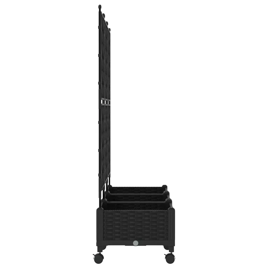 Bac de jardin avec treillis et roues 3 pc Noir PP - 3