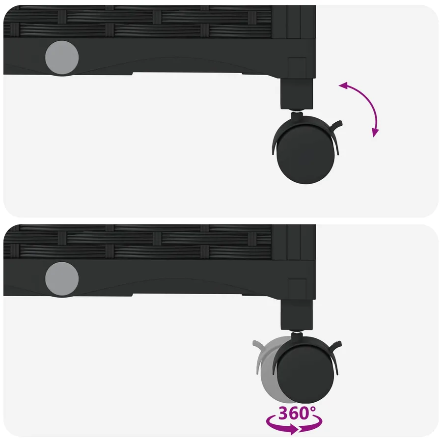 Bac de jardin avec treillis et roues 3 pc Noir PP - 6
