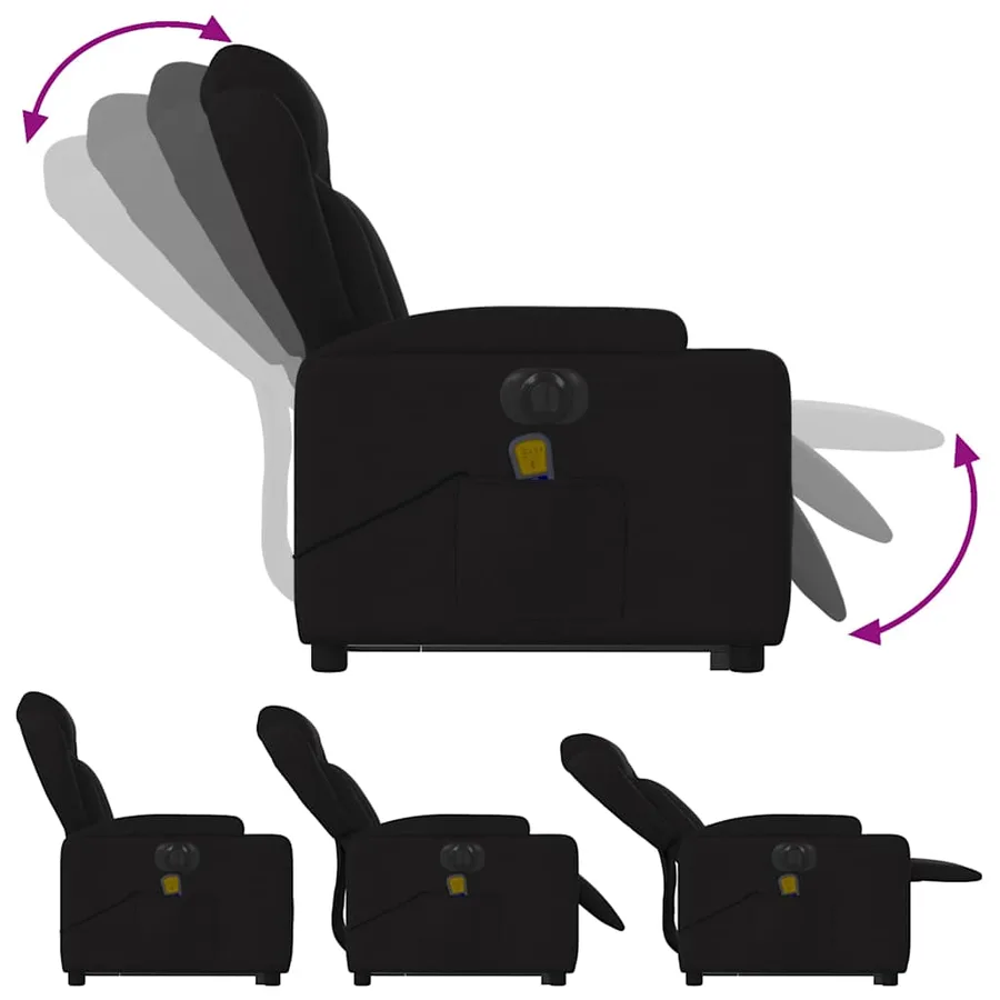 Fauteuil inclinable de massage électrique Noir Tissu - 7