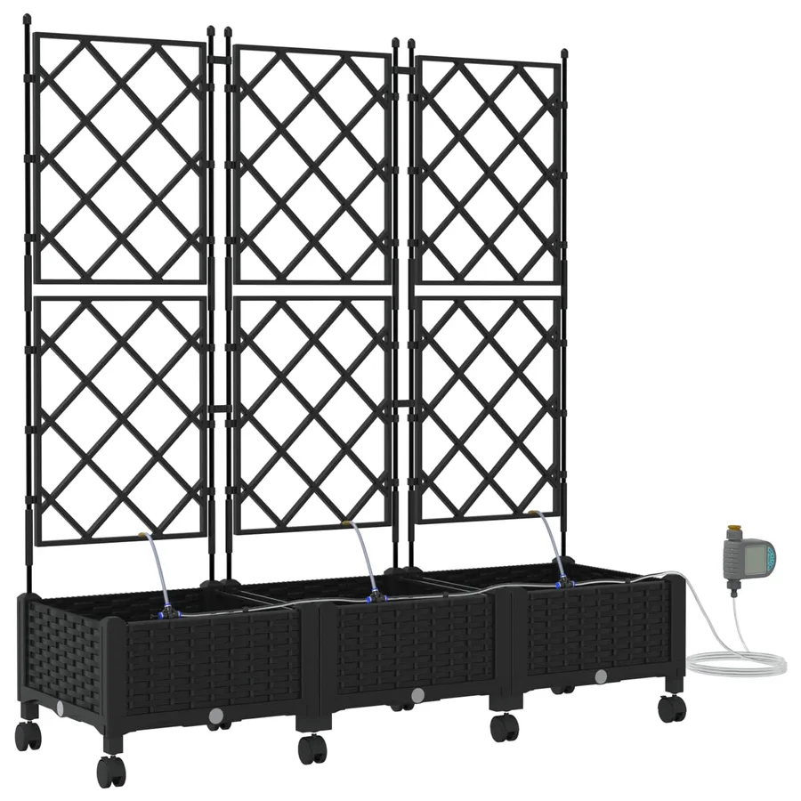 Porte-plante de jardin avec irrigation et roues 3 pc Noir PP - 2
