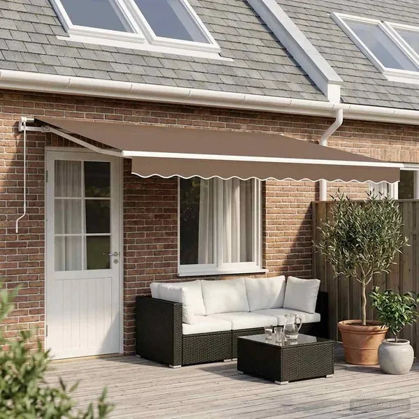 Auvent rétractable Taupe 500 × 350 cm Polyester et Aluminium