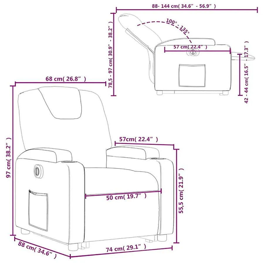 Fauteuil inclinable électrique noir similicuir - 17