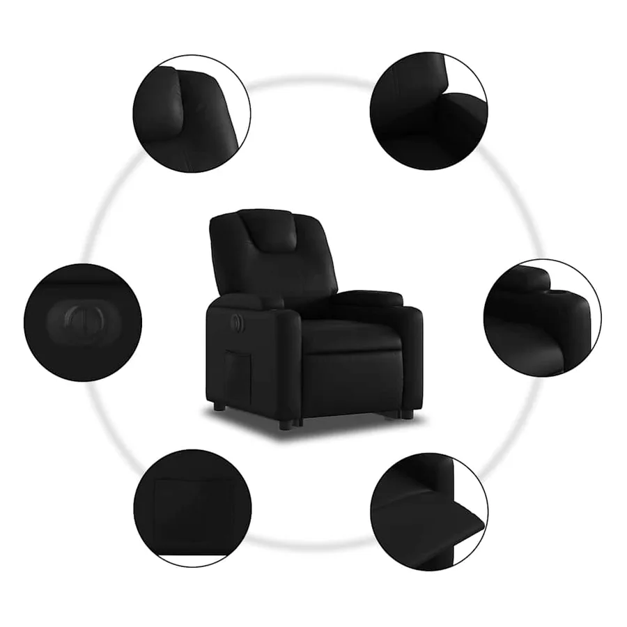 Fauteuil inclinable électrique noir similicuir - 8