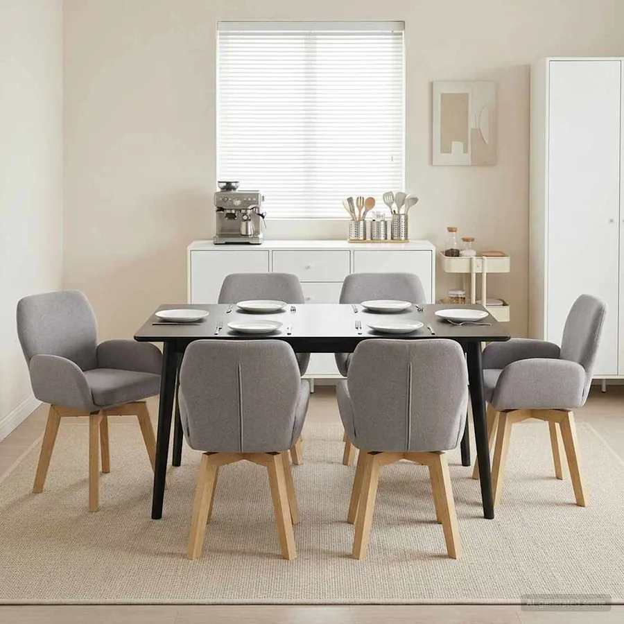Chaises de salle à manger pivotantes 6 pcs Bouclé Gris clair