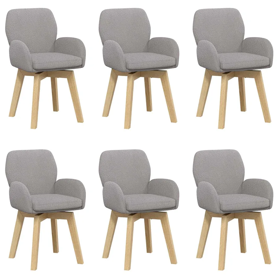 Chaises de salle à manger pivotantes 6 pcs Bouclé Gris clair - 2