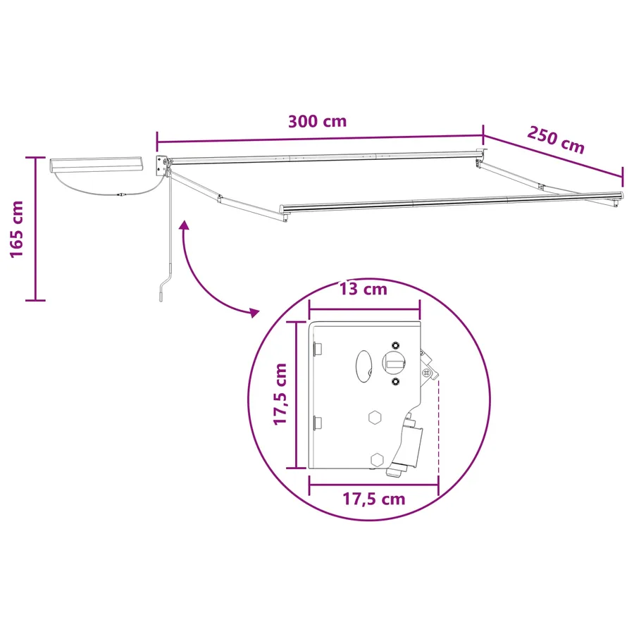Auvent rétractable électrique Taupe 100% Polyester et Aluminium - 9
