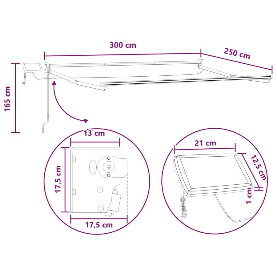 Store rétractable manuel avec LEDs Taupe - 8