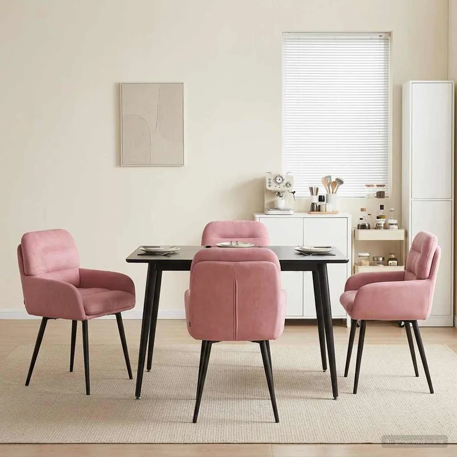 Chaises de salle à manger 4 pcs Velours Rose 59 x 59,5 x 90 cm