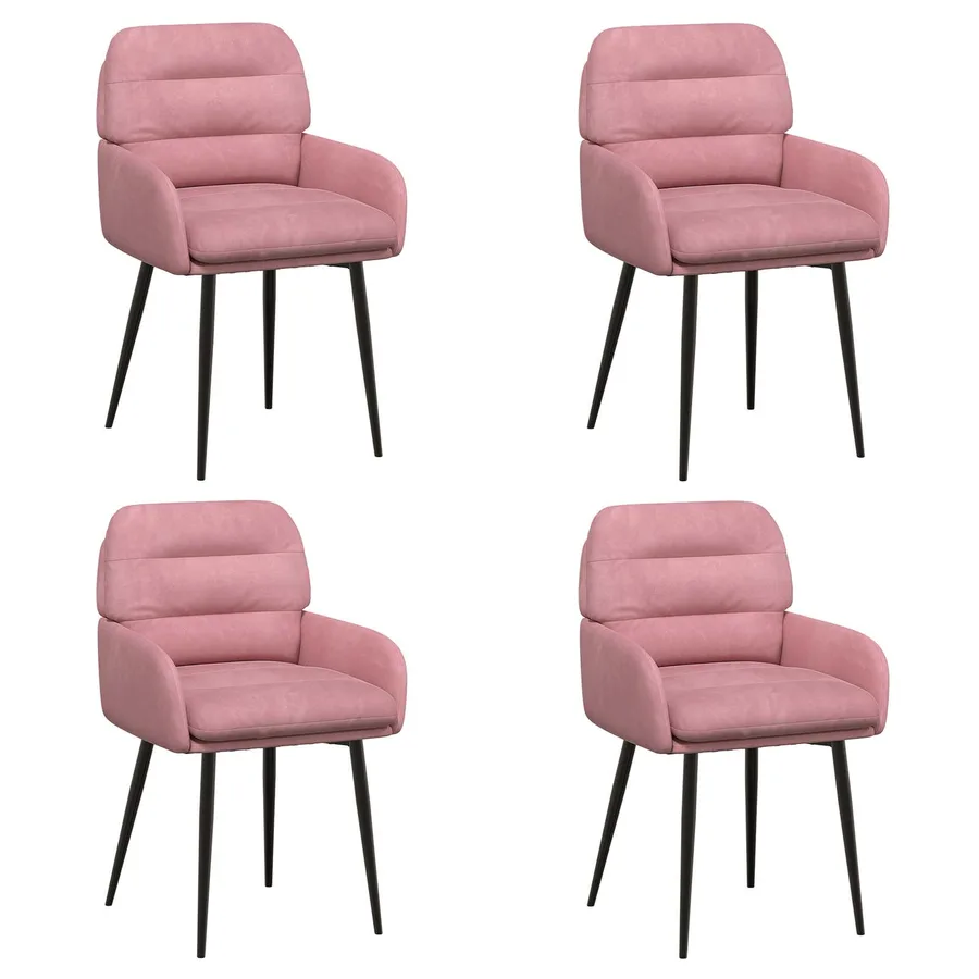 Chaises de salle à manger 4 pcs Velours Rose 59 x 59,5 x 90 cm - 2