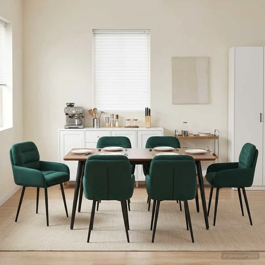 Chaises de salle à manger 6 pcs Velours Vert foncé