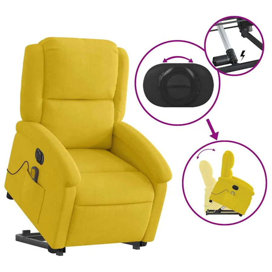Fauteuil inclinable de massage électrique jaune velours - 11